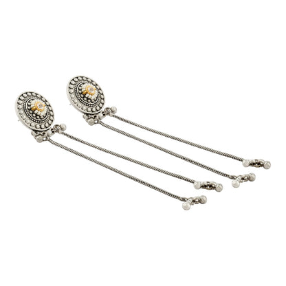 Teejh Yember Silver and White Ghungroo Chandbali