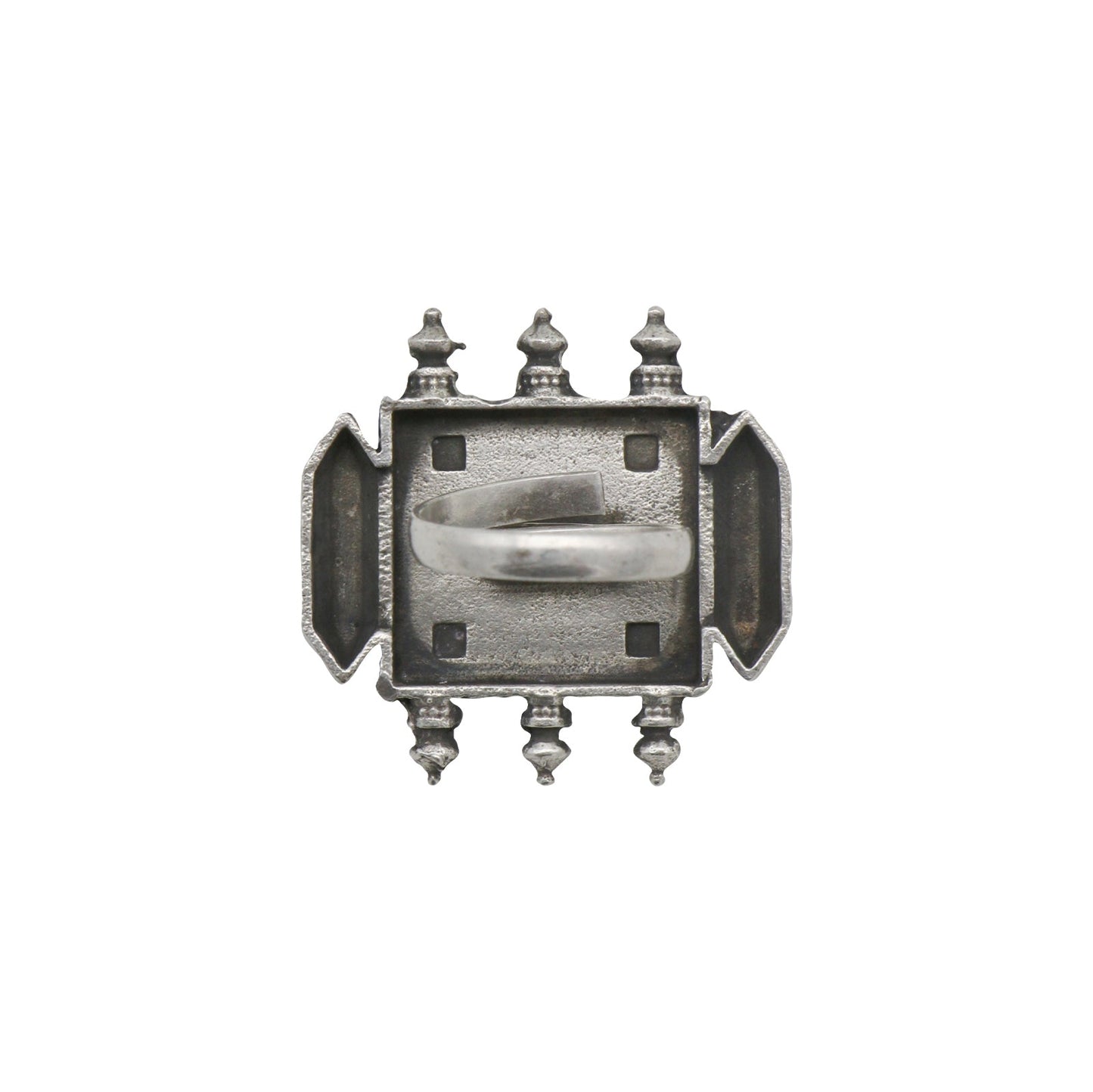 Meena Black Enamel Silver Oxidized Ring