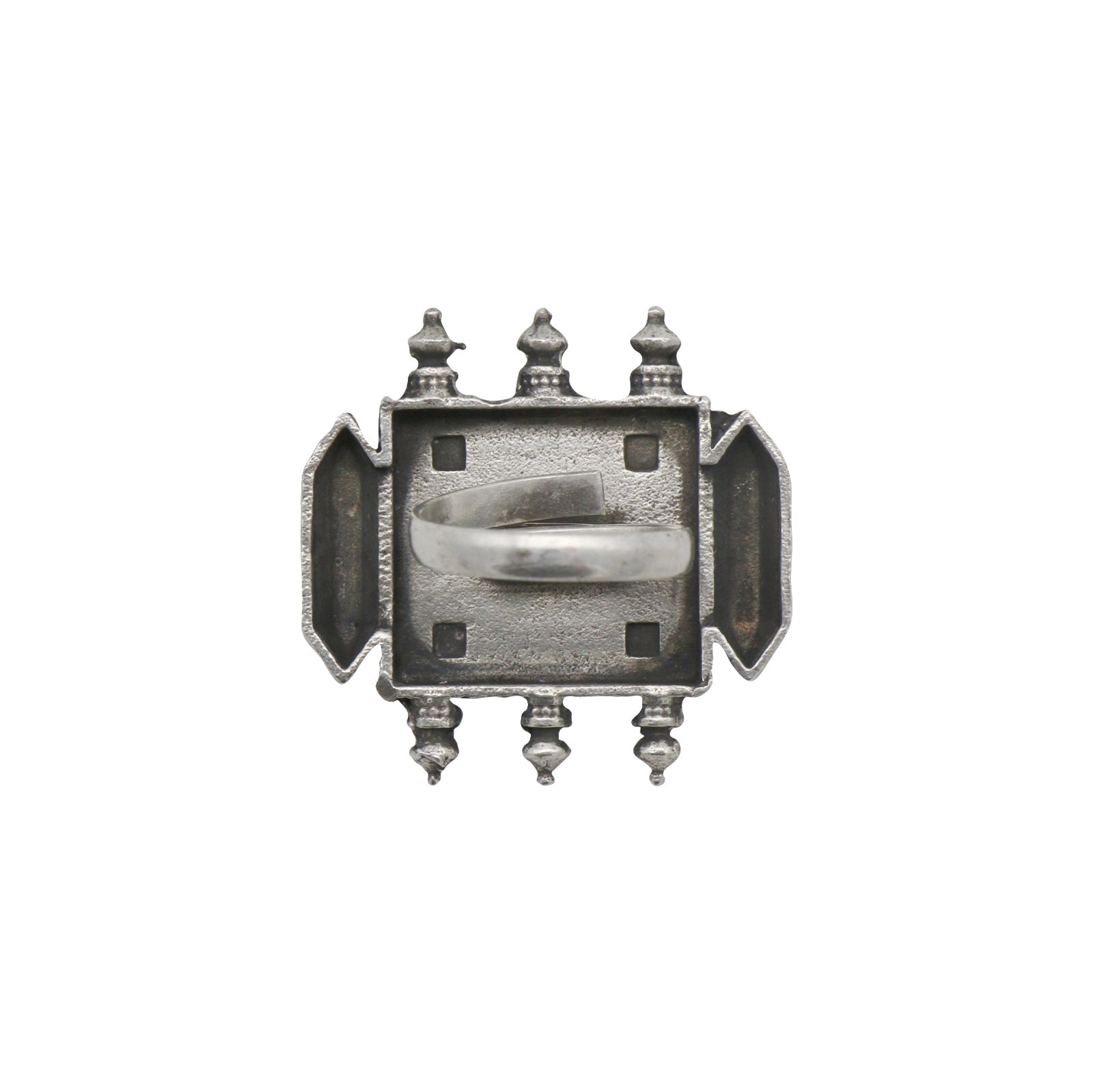 Meena Black Enamel Silver Oxidized Ring
