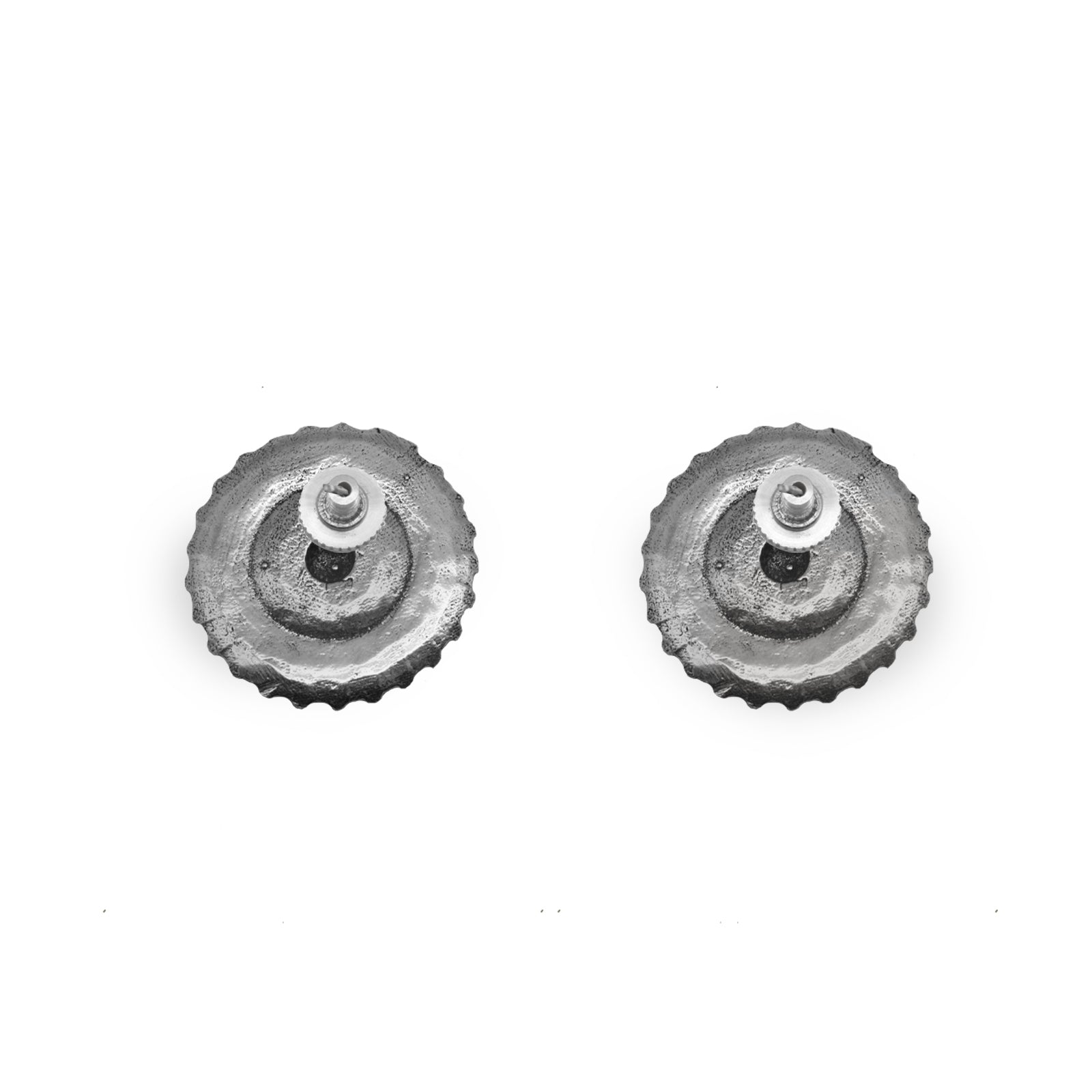 Mridhul Circular Silver Oxidized Studs Earrings