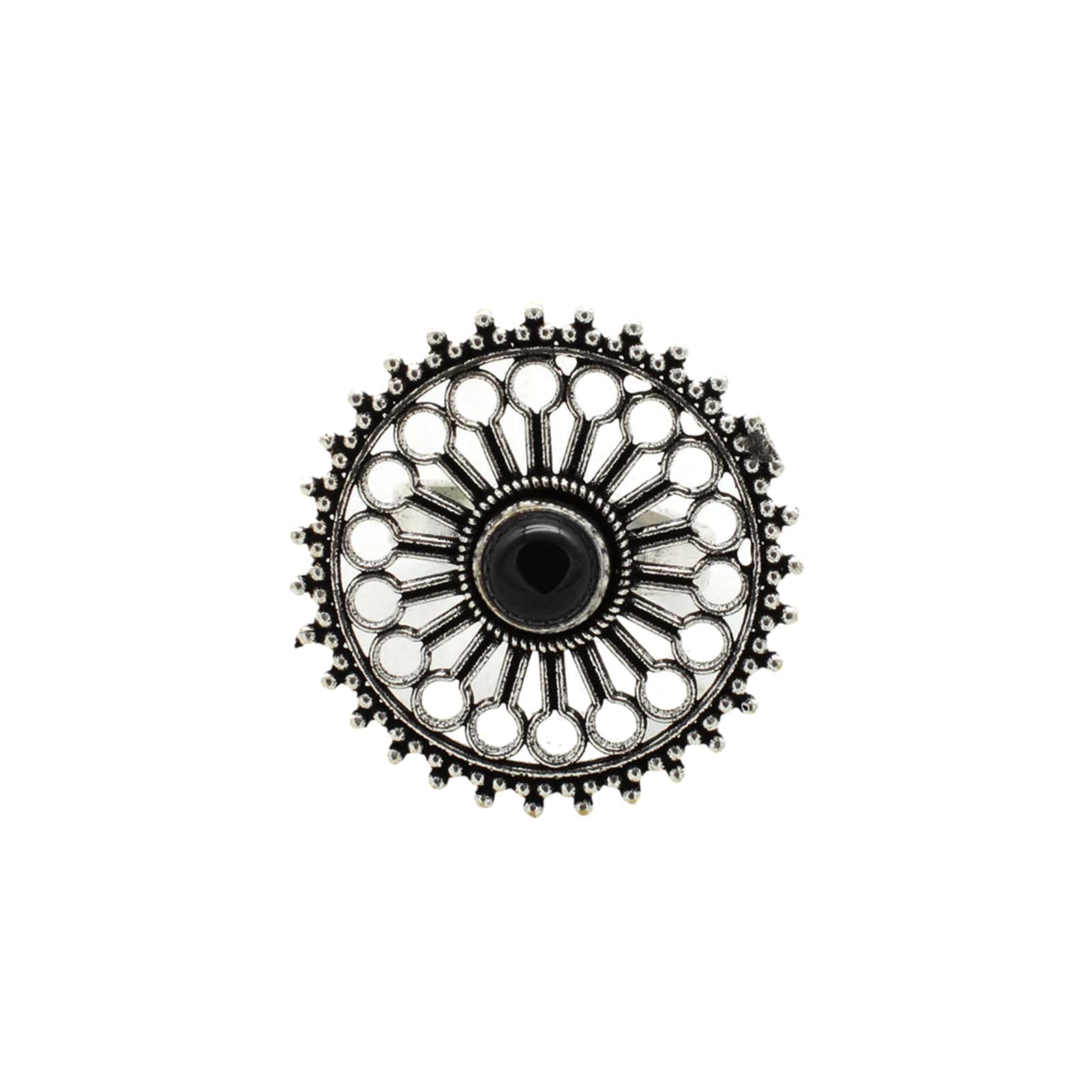 Aruna Black Silver Oxidized Filigree Ring - Teejh