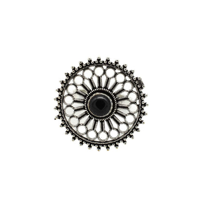 Aruna Black Silver Oxidized Filigree Ring - Teejh