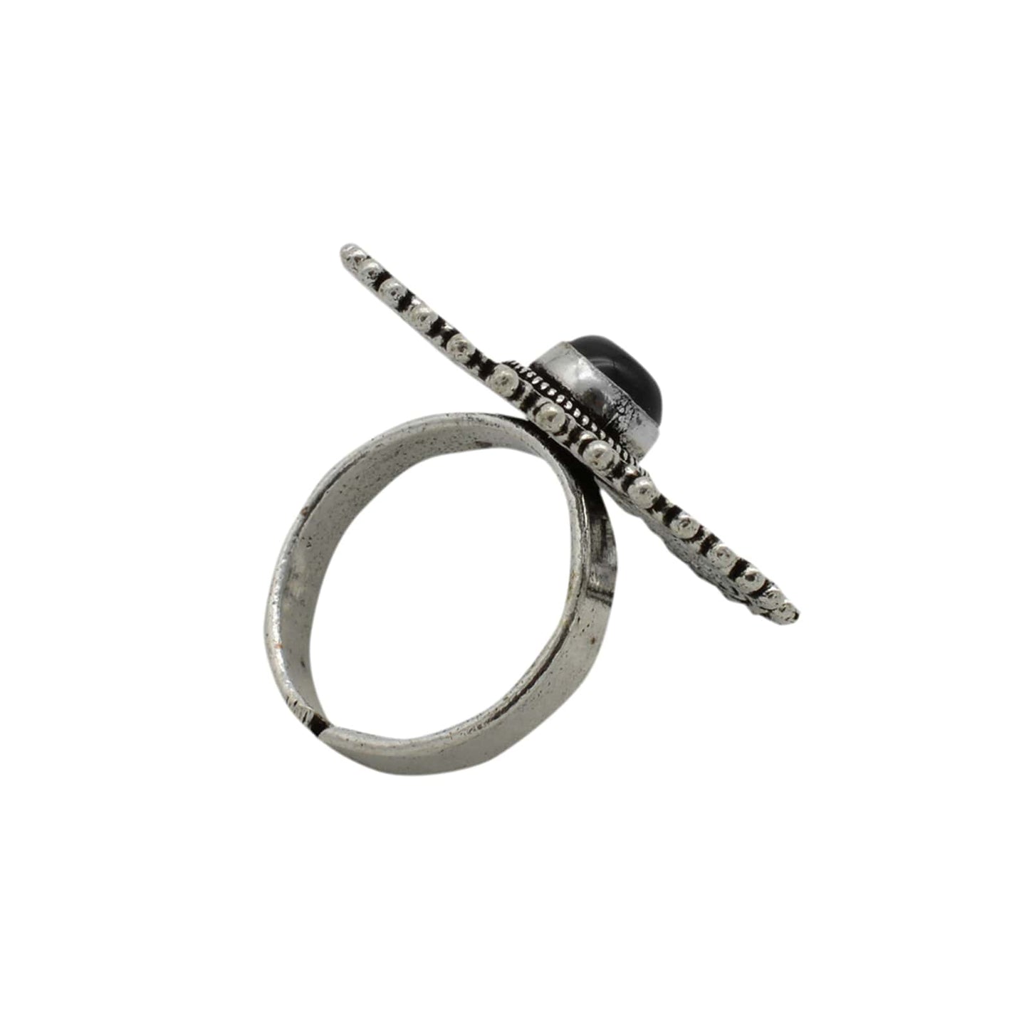 Aruna Black Silver Oxidized Filigree Ring - Teejh