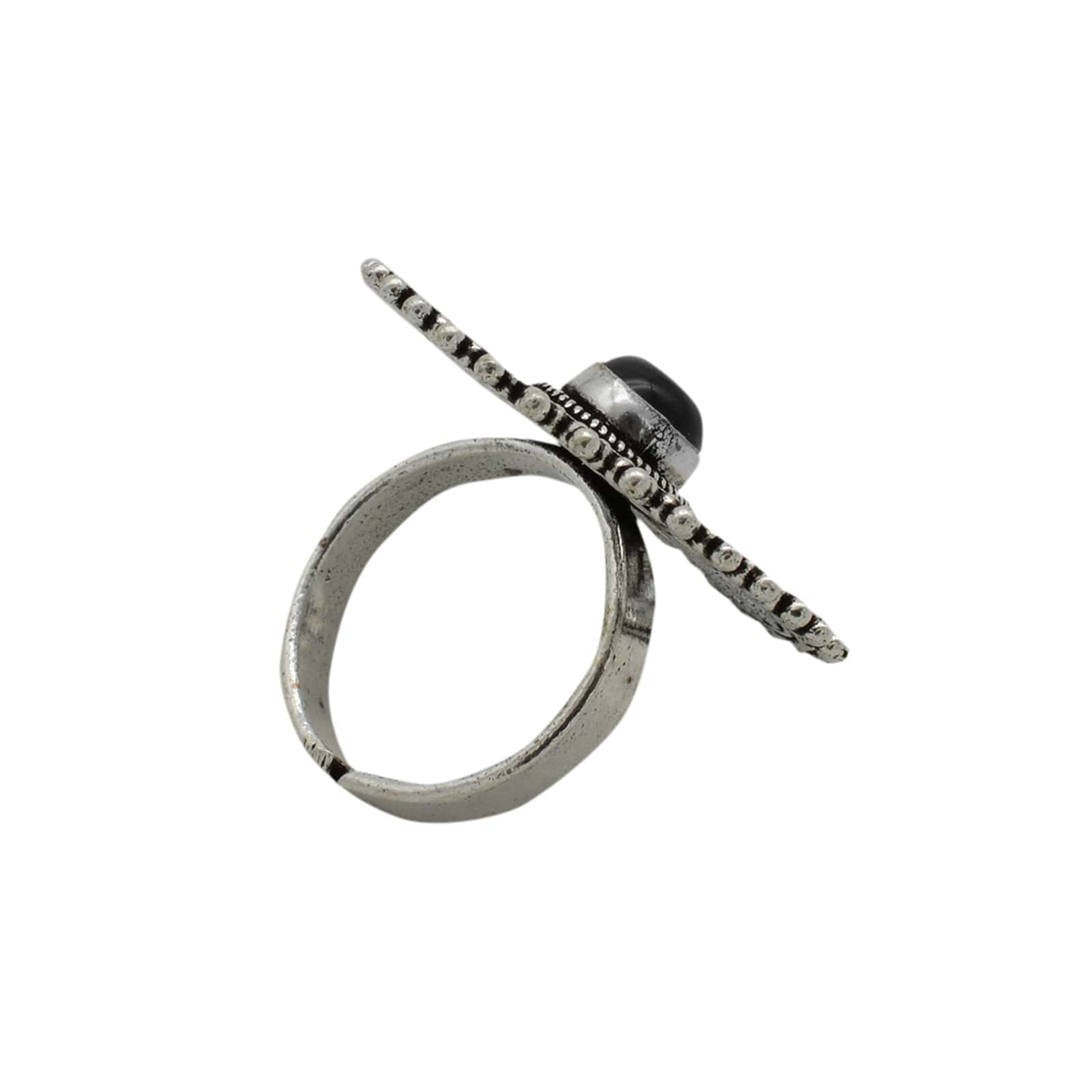 Aruna Black Silver Oxidized Filigree Ring - Teejh