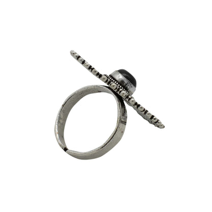 Aruna Black Silver Oxidized Filigree Ring - Teejh