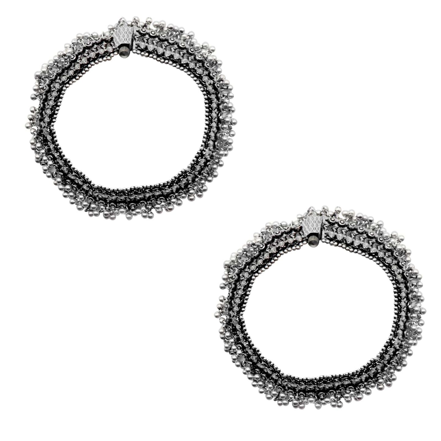Teejh Roma Coin Silver Oxidized Ghungroo Anklets
