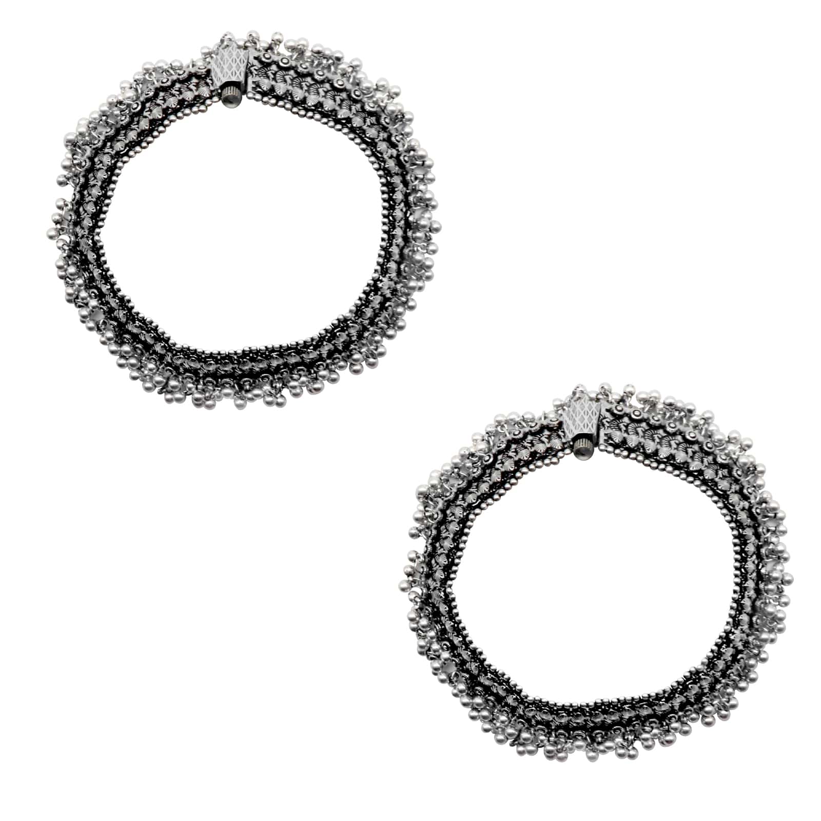 Teejh Roma Coin Silver Oxidized Ghungroo Anklets