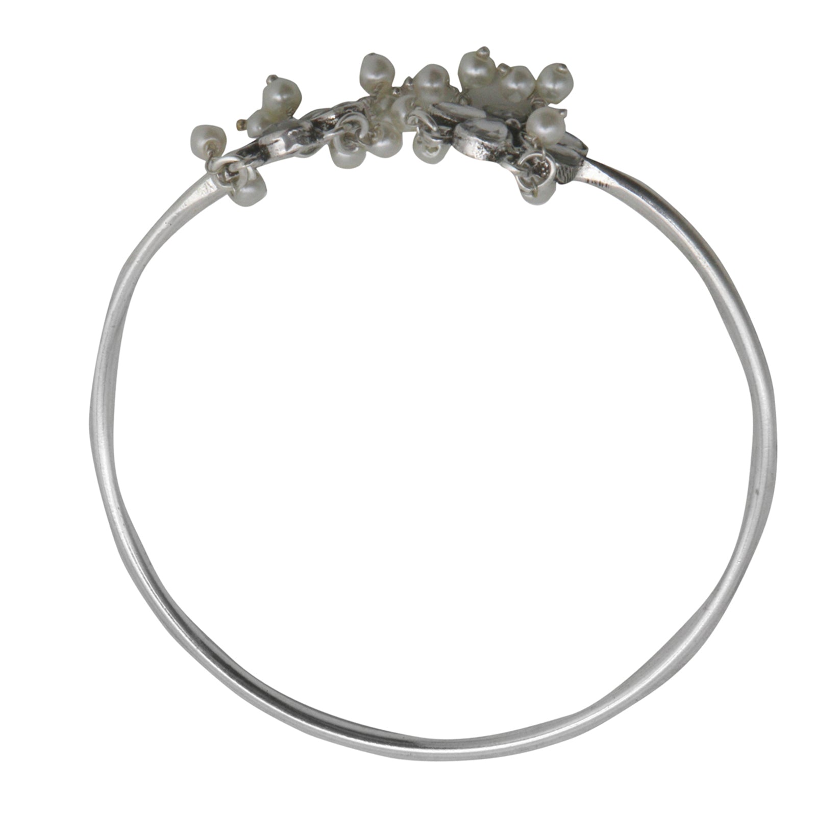 Teejh Grace Polki Silver Oxidized Pearl Cuff