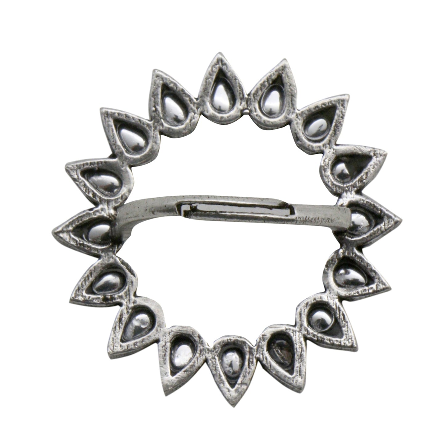 Teejh Loop Polki Silver Oxidized Ring