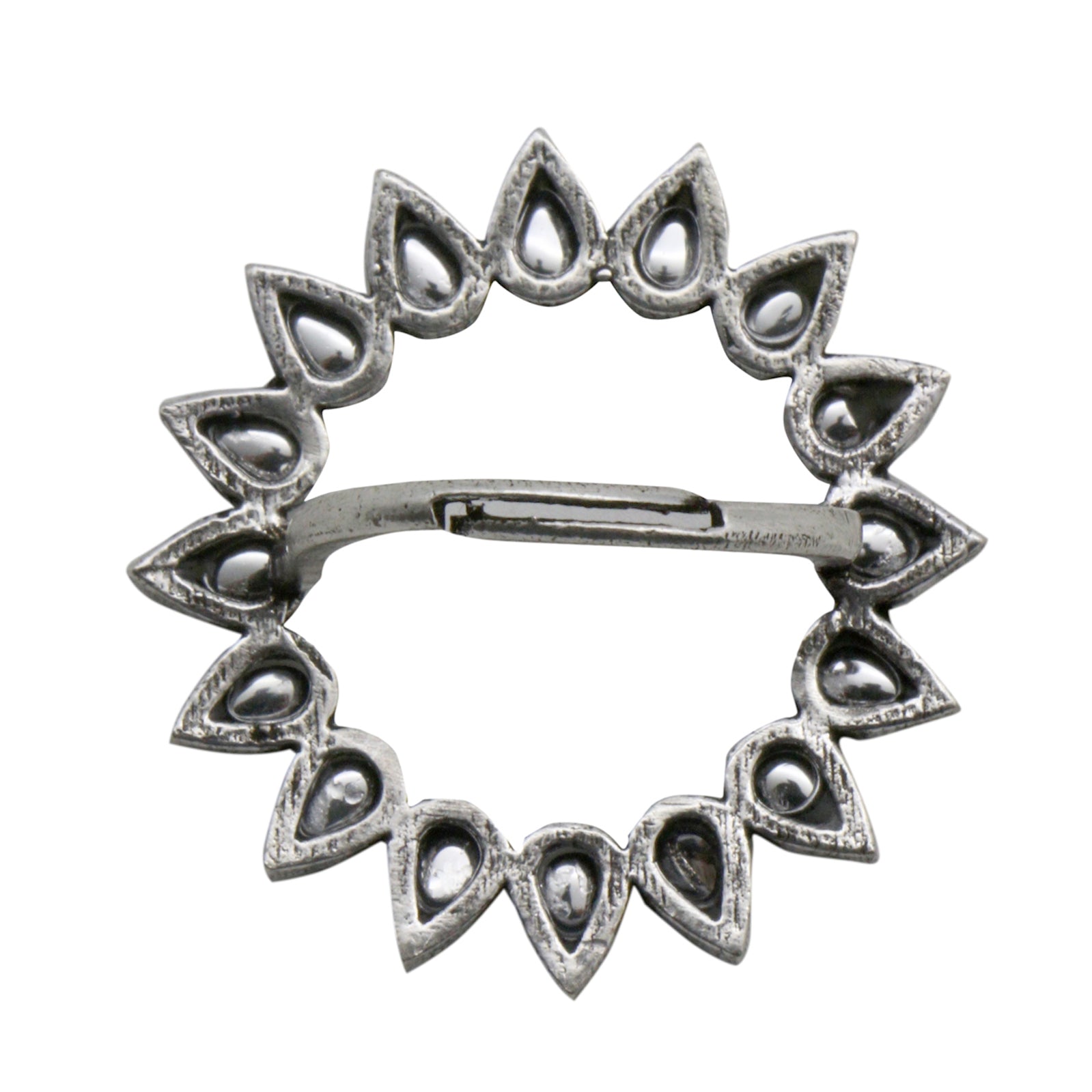 Teejh Loop Polki Silver Oxidized Ring