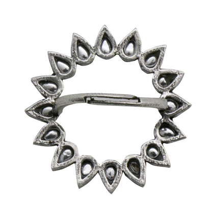 Teejh Loop Polki Silver Oxidized Ring