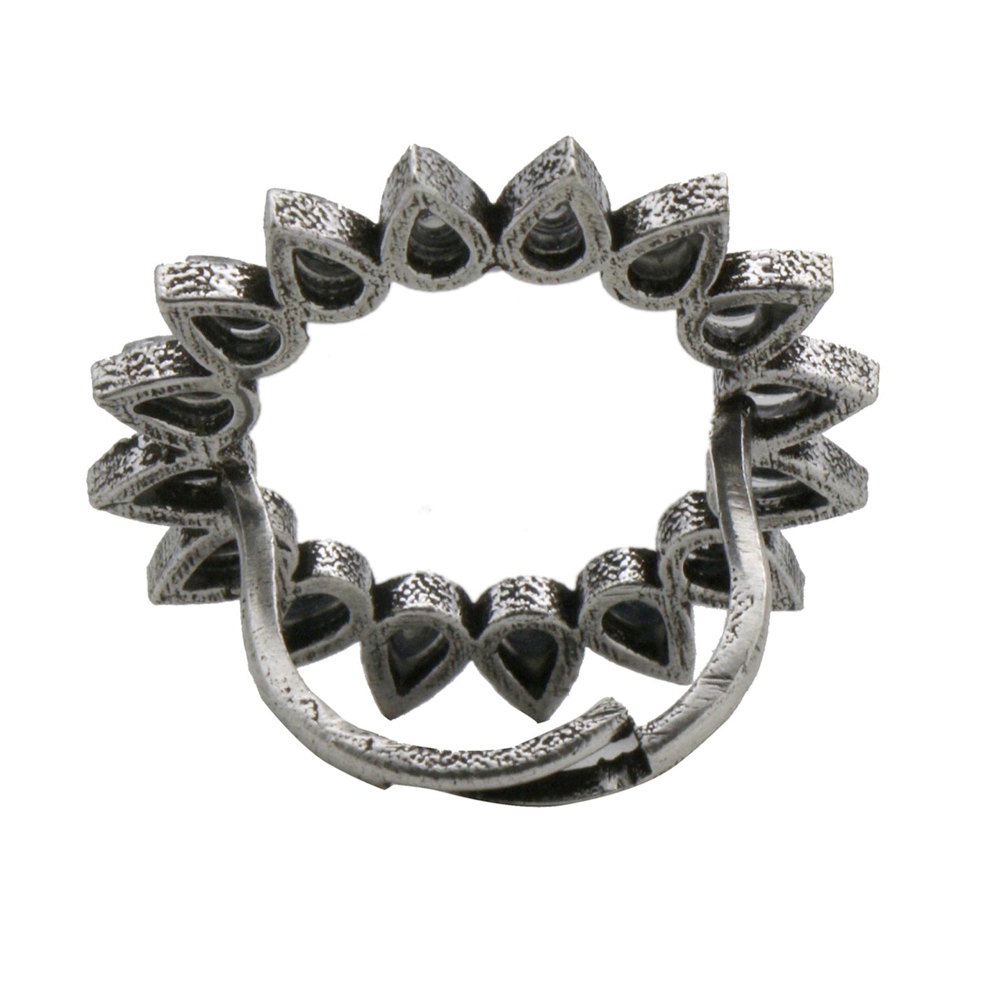 Teejh Loop Polki Silver Oxidized Ring