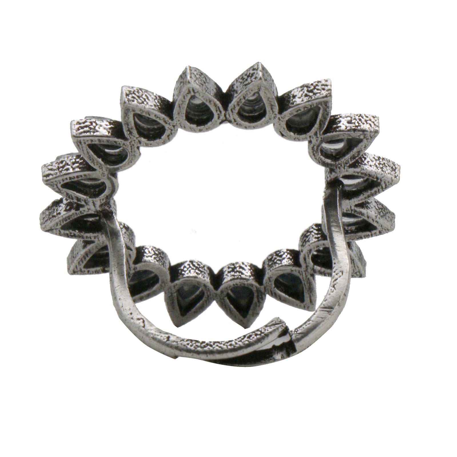 Teejh Loop Polki Silver Oxidized Ring