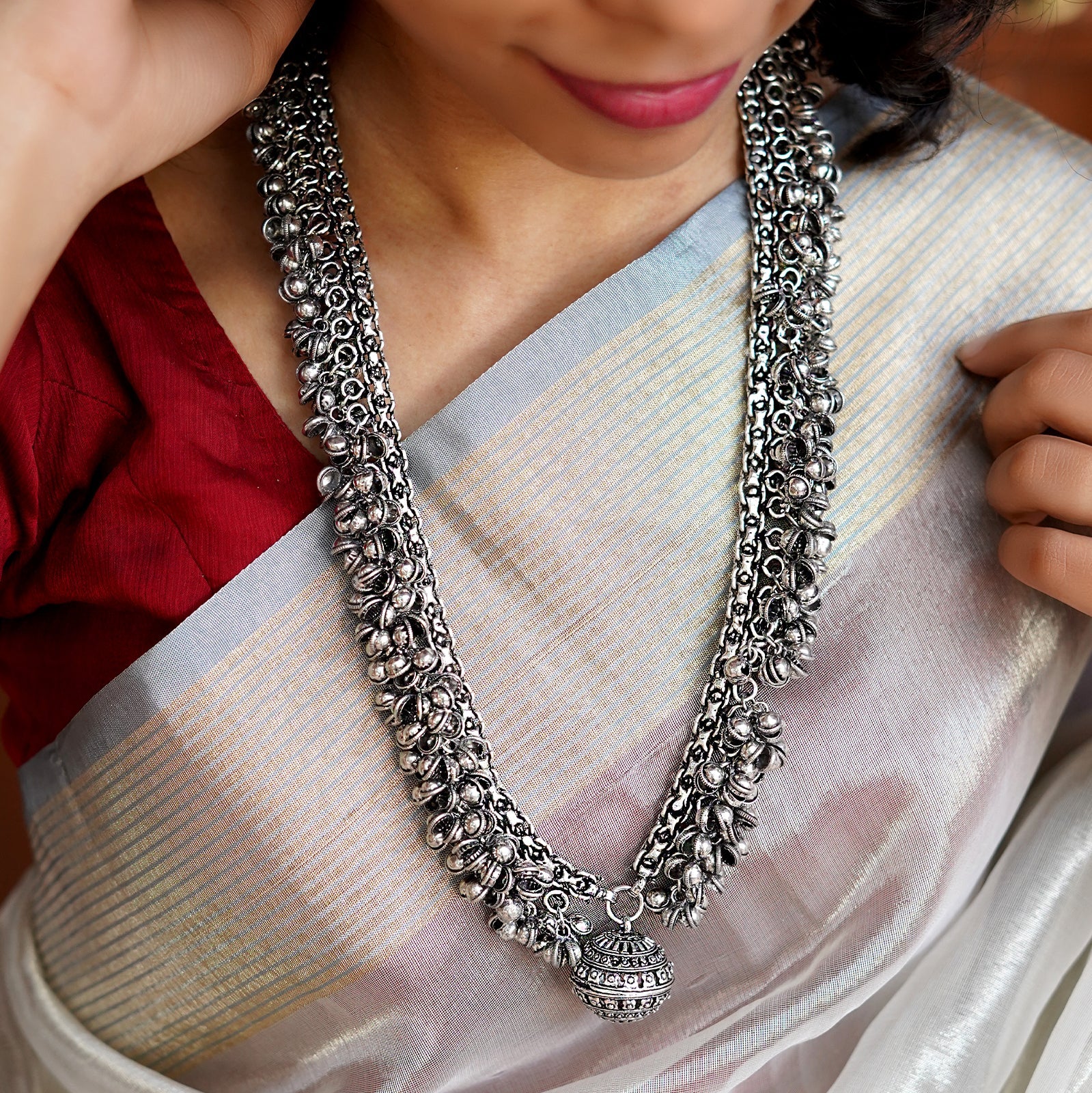 Teejh Reethika Oxidized Ghungroo Long Necklace