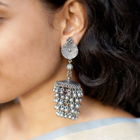 Teejh Saira Silver Oxidised  Earrings