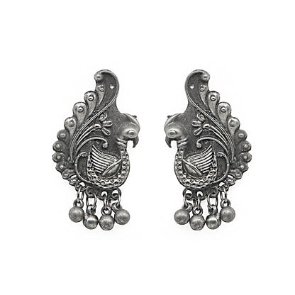 Teejh Suhani Peacock Silver Oxidised Necklace Set