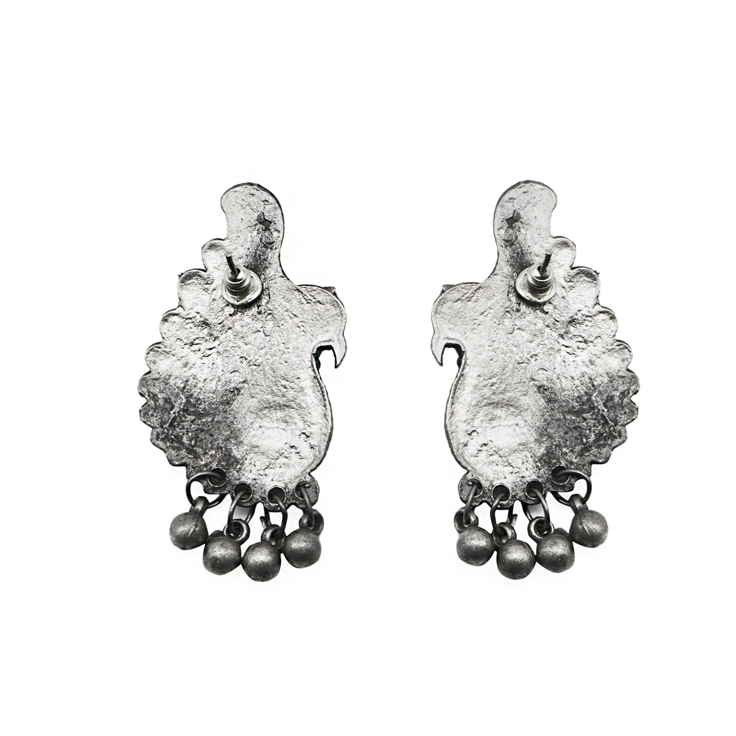 Teejh Suhani Peacock Silver Oxidised Necklace Set