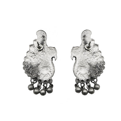 Teejh Suhani Peacock Silver Oxidised Necklace Set
