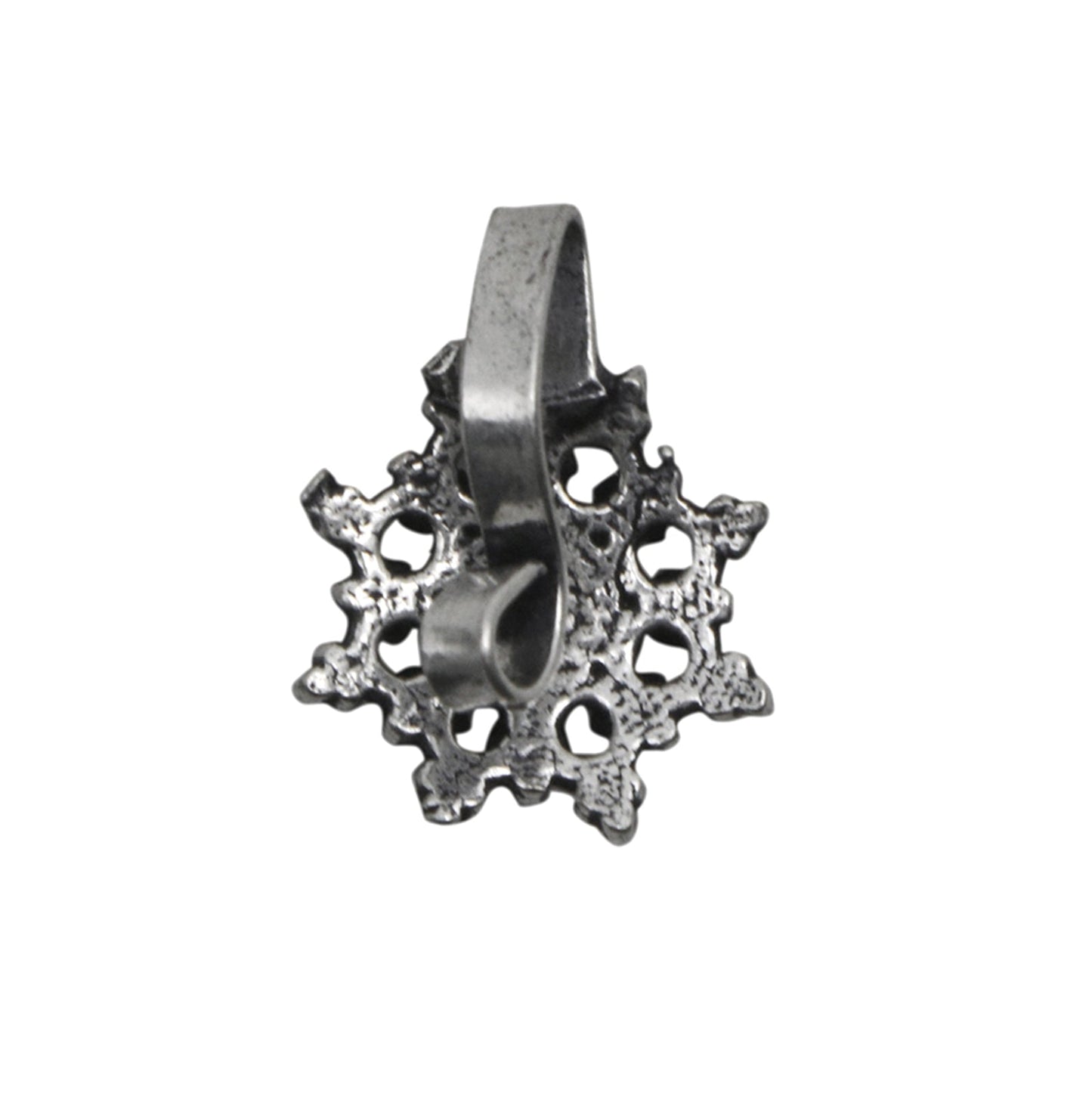 Teejh Gauri Black Stone Floral Nose pin