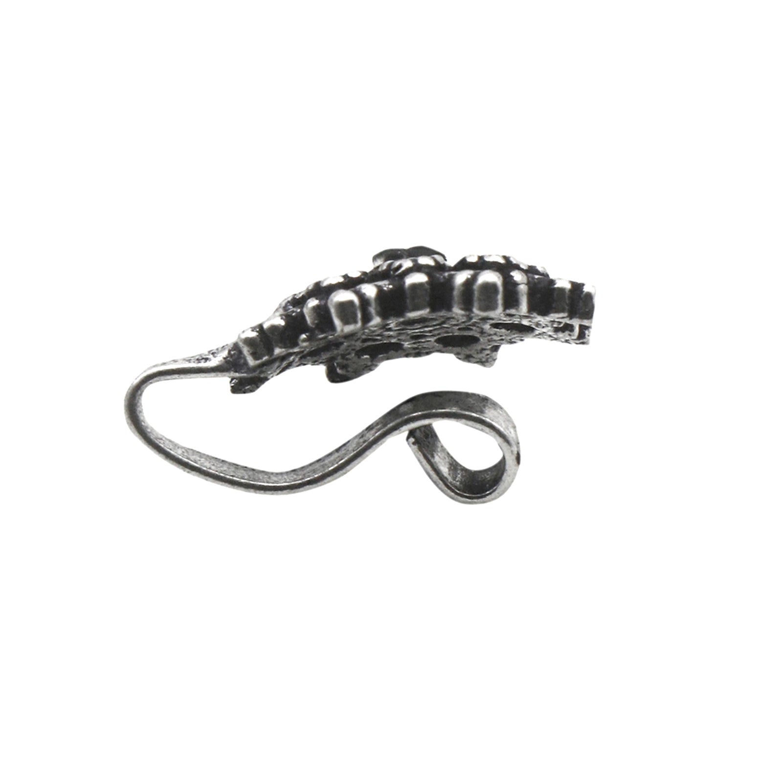 Teejh Gauri Black Stone Floral Nose pin
