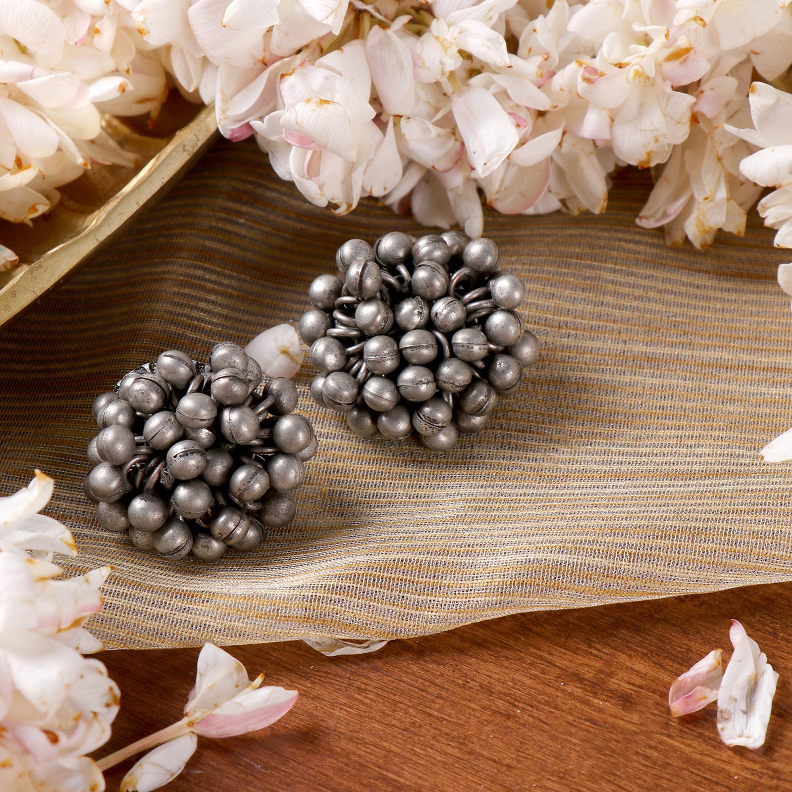 Teejh Trisha Ghungroo Silver Oxidised Earrings