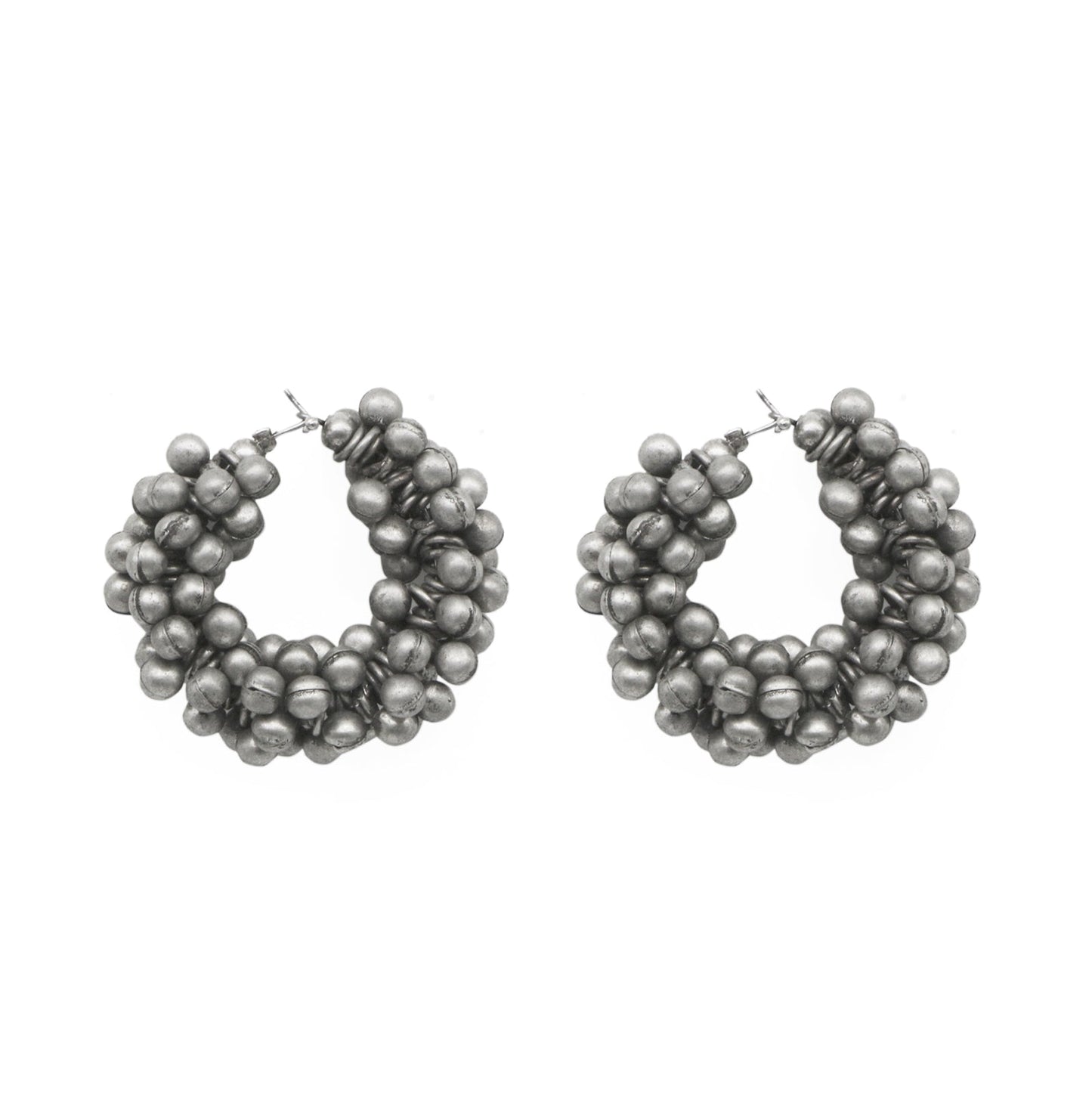 Teejh Ananya Ghungroo Silver Oxidised Hoop Earrings