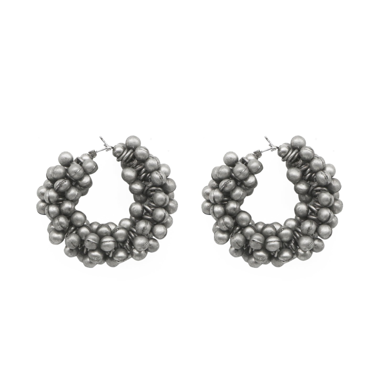 Teejh Ananya Ghungroo Silver Oxidised Hoop Earrings