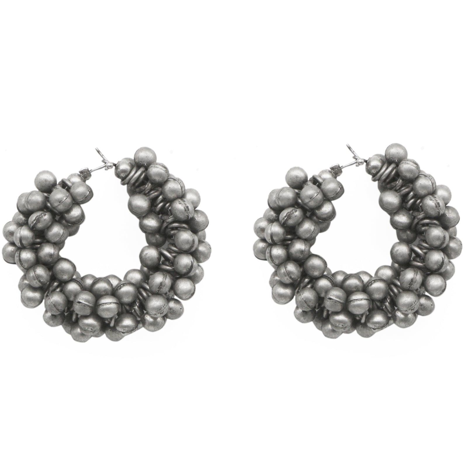 Teejh Ananya Ghungroo Silver Oxidised Hoop Earrings