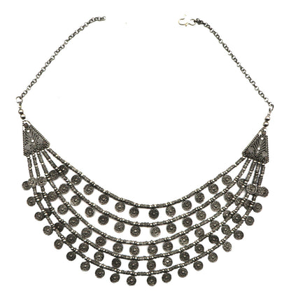 Teejh Ksheya Layered Silver Oxidised Necklace