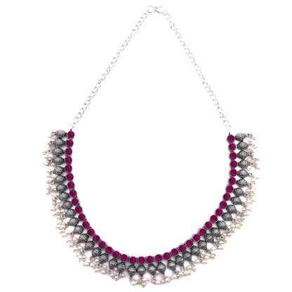 Teejh Mitali Rani Pink Stone Choker Necklace Set