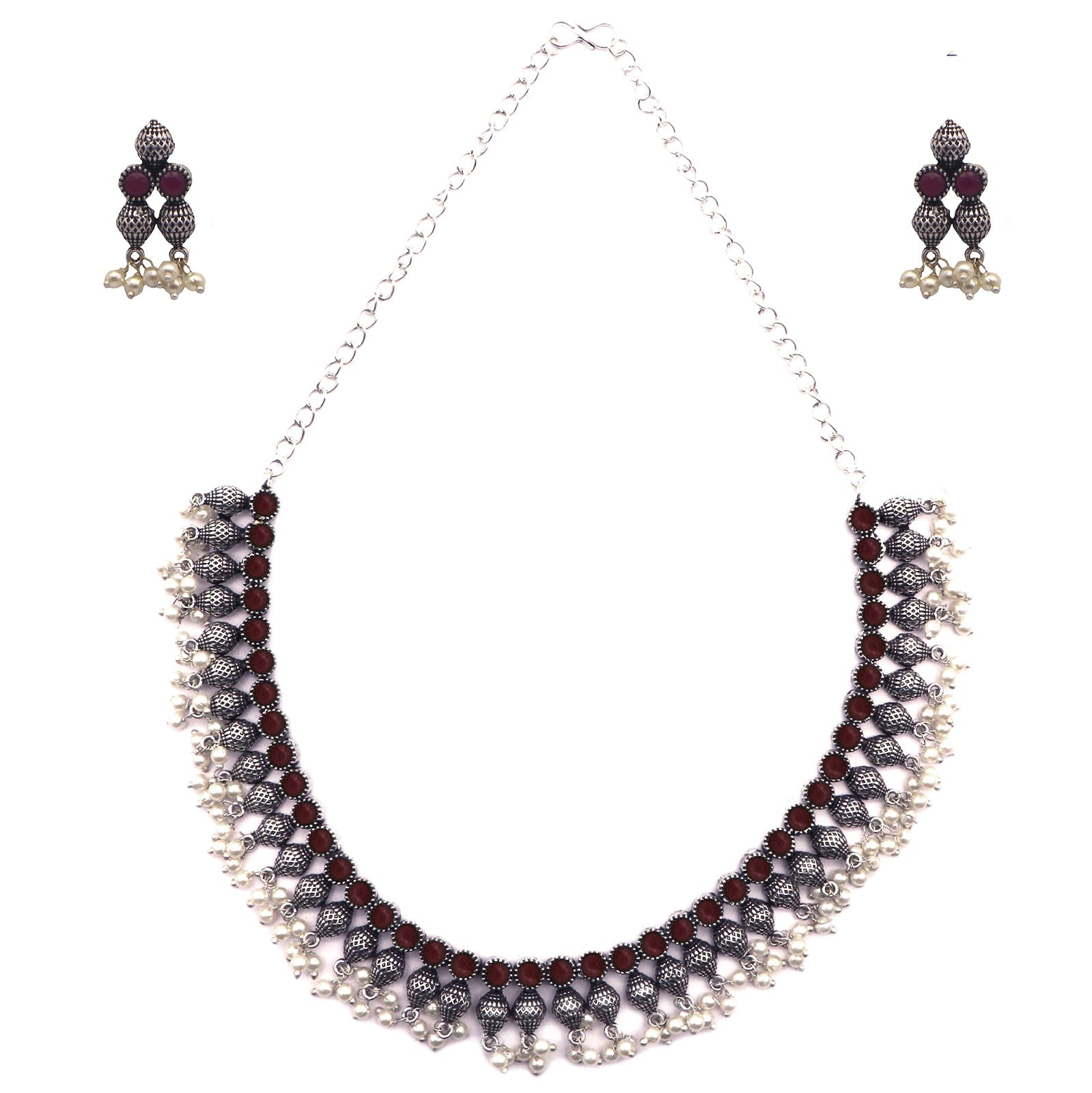 Teejh Mitali Rani Pink Stone Choker Necklace Set