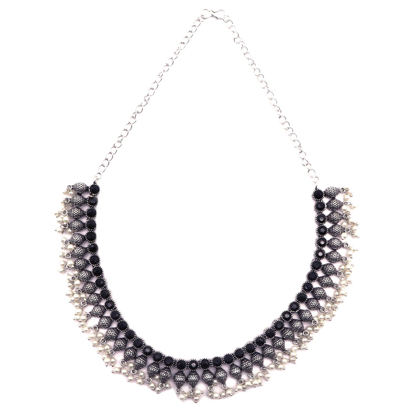 Teejh Pihu Black Stone Choker Necklace Set