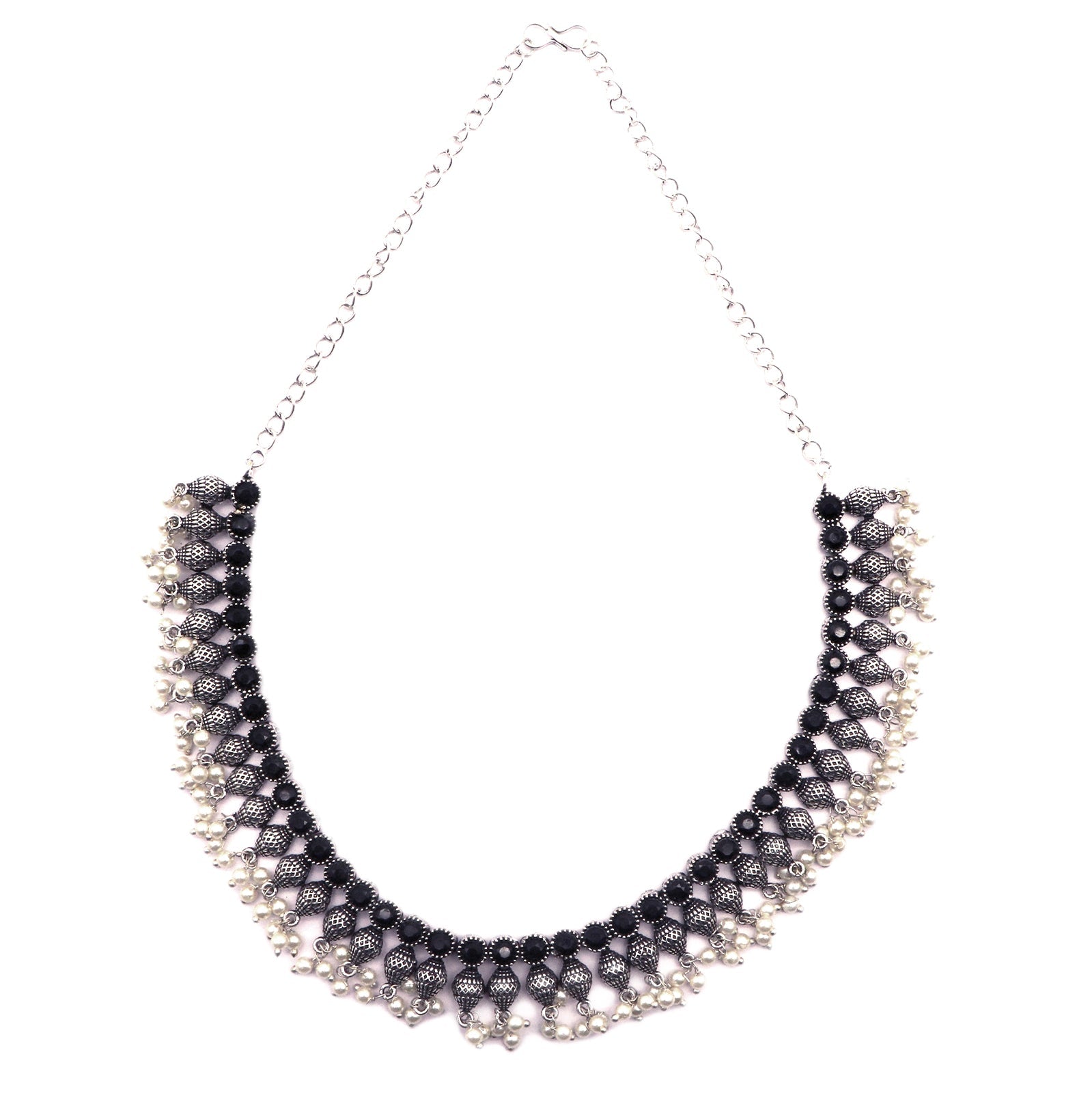Teejh Pihu Black Stone Choker Necklace Set