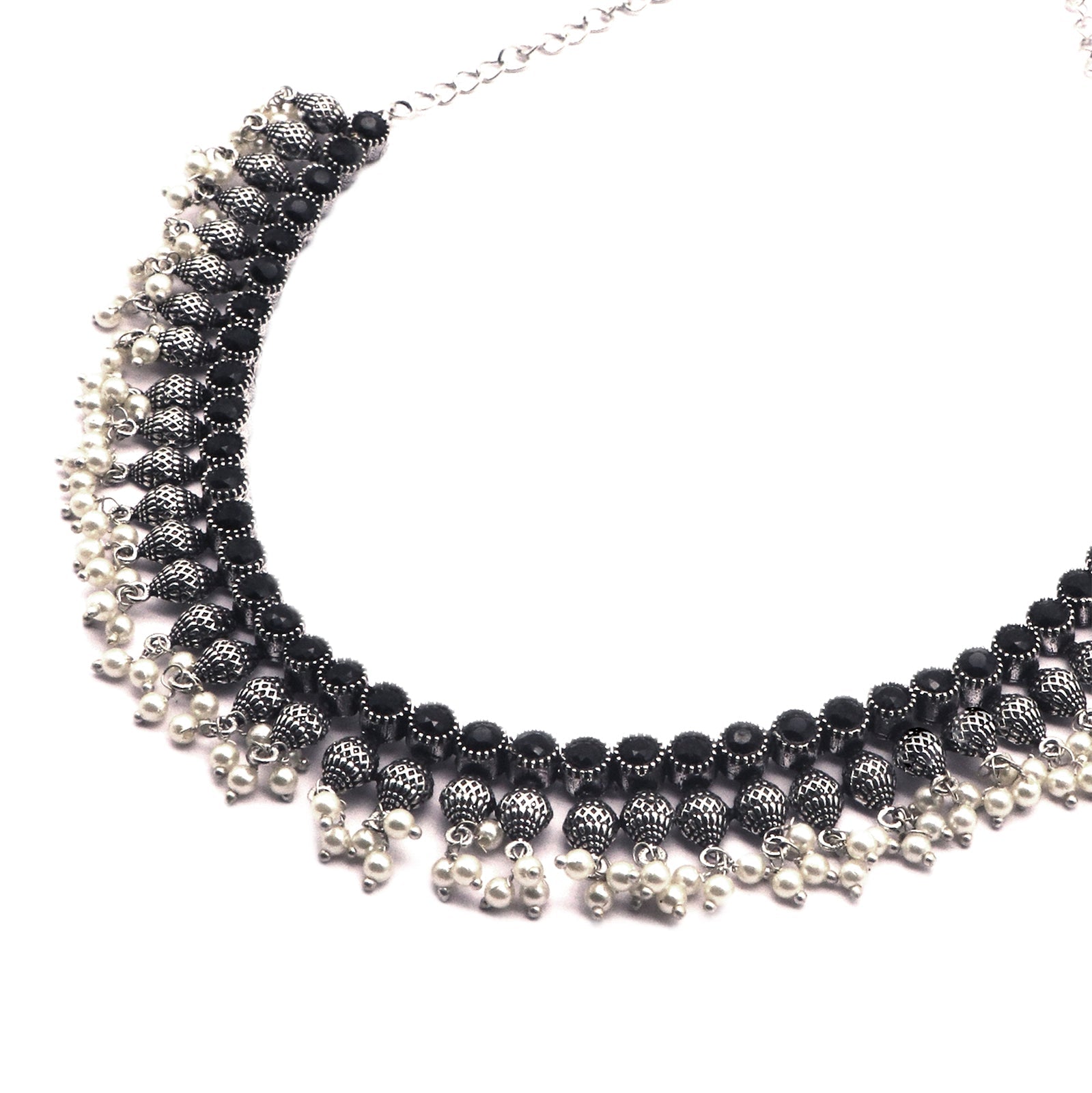 Teejh Pihu Black Stone Choker Necklace Set