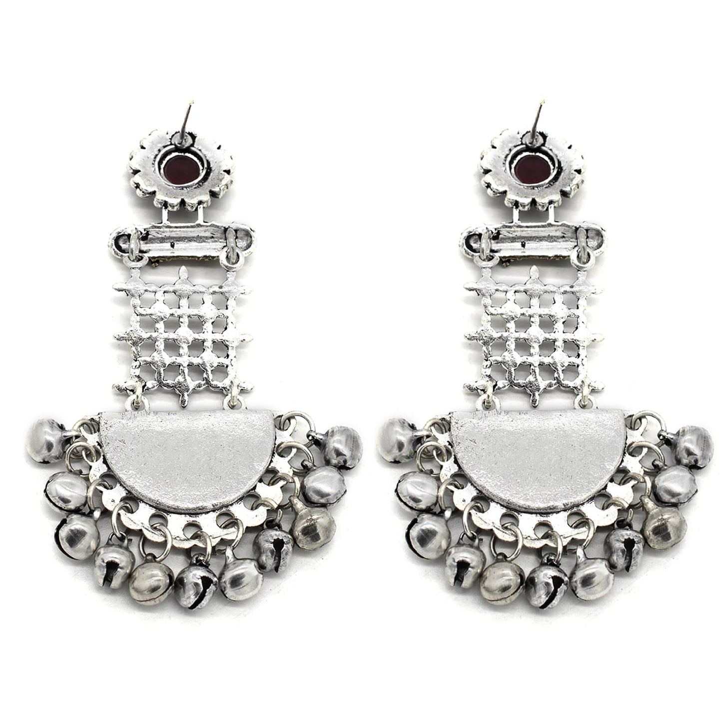 Geometric Red Dual Tone Earrings - Teejh