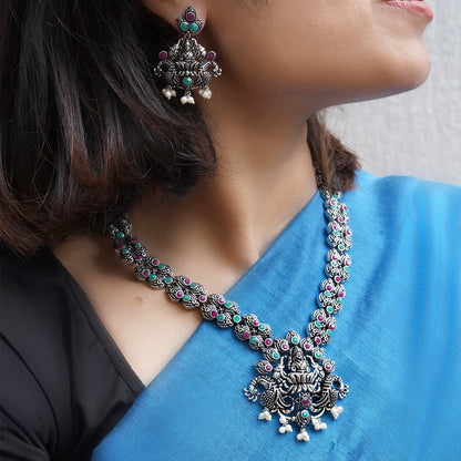 Teejh Ridhi Multi Colored Temple Work Necklace Set