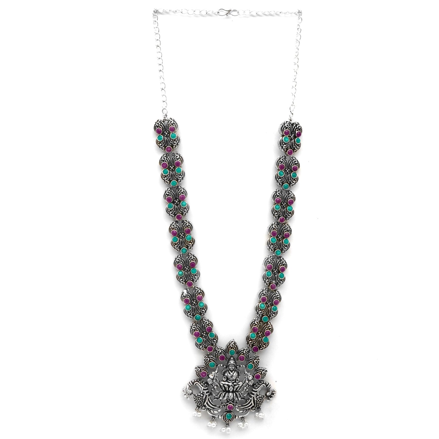 Teejh Ridhi Multi Colored Temple Work Necklace Set