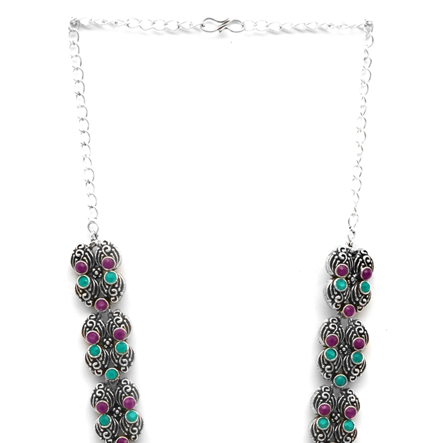 Teejh Ridhi Multi Colored Temple Work Necklace Set