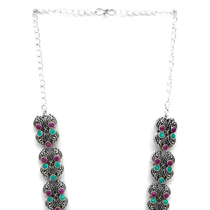 Teejh Ridhi Multi Colored Temple Work Necklace Set