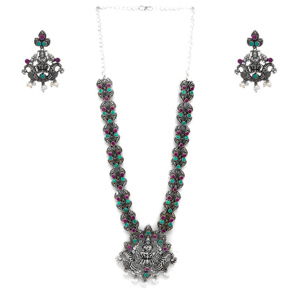 Teejh Ridhi Multi Colored Temple Work Necklace Set