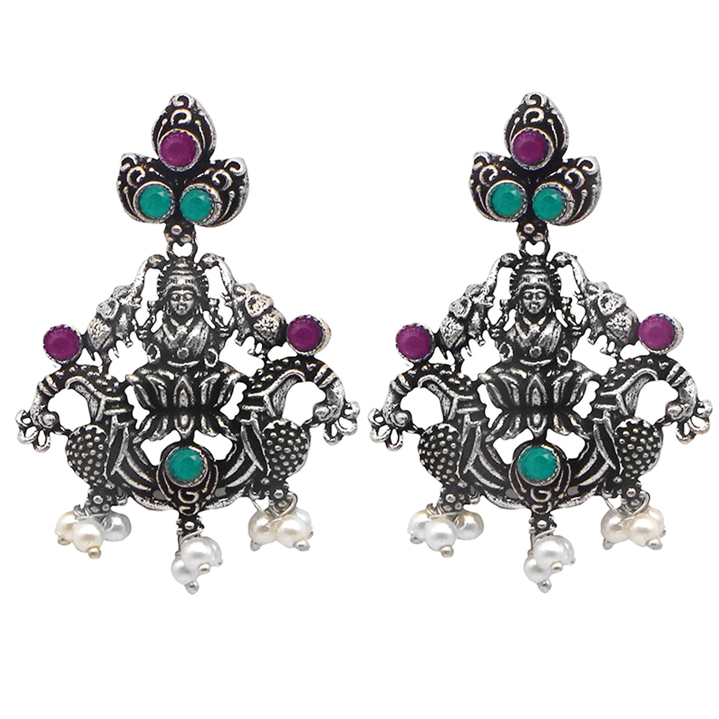 Teejh Ridhi Multi Colored Temple Work Necklace Set