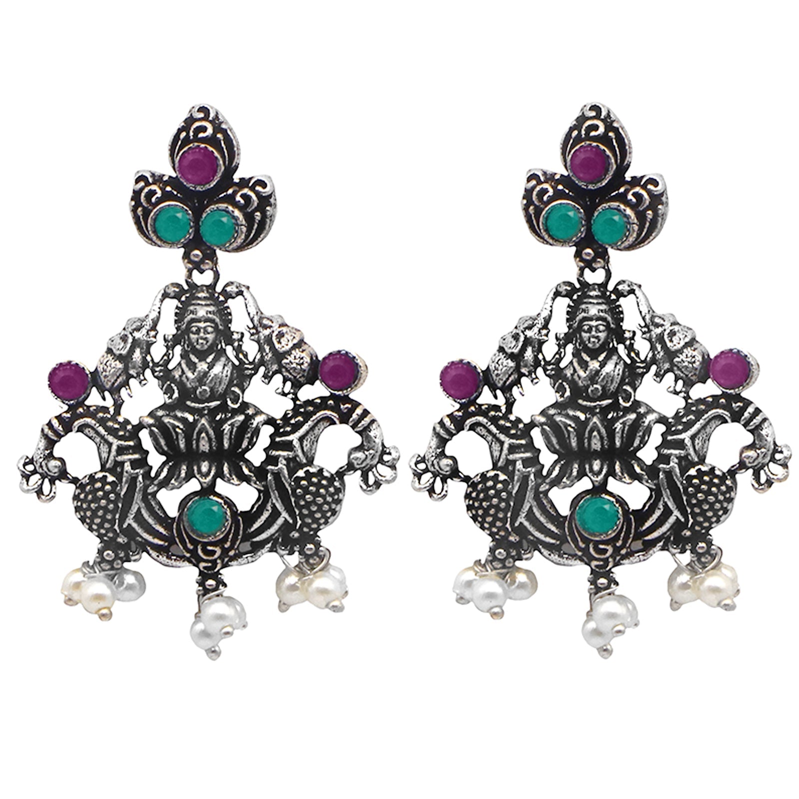Teejh Ridhi Multi Colored Temple Work Necklace Set