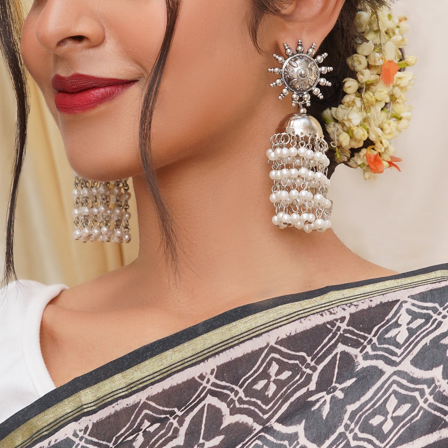 Teejh Rupangi Pearl Jhumki Earrings