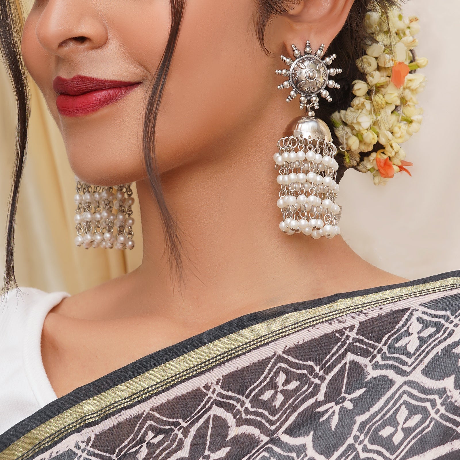 Teejh Rupangi Pearl Jhumki Earrings
