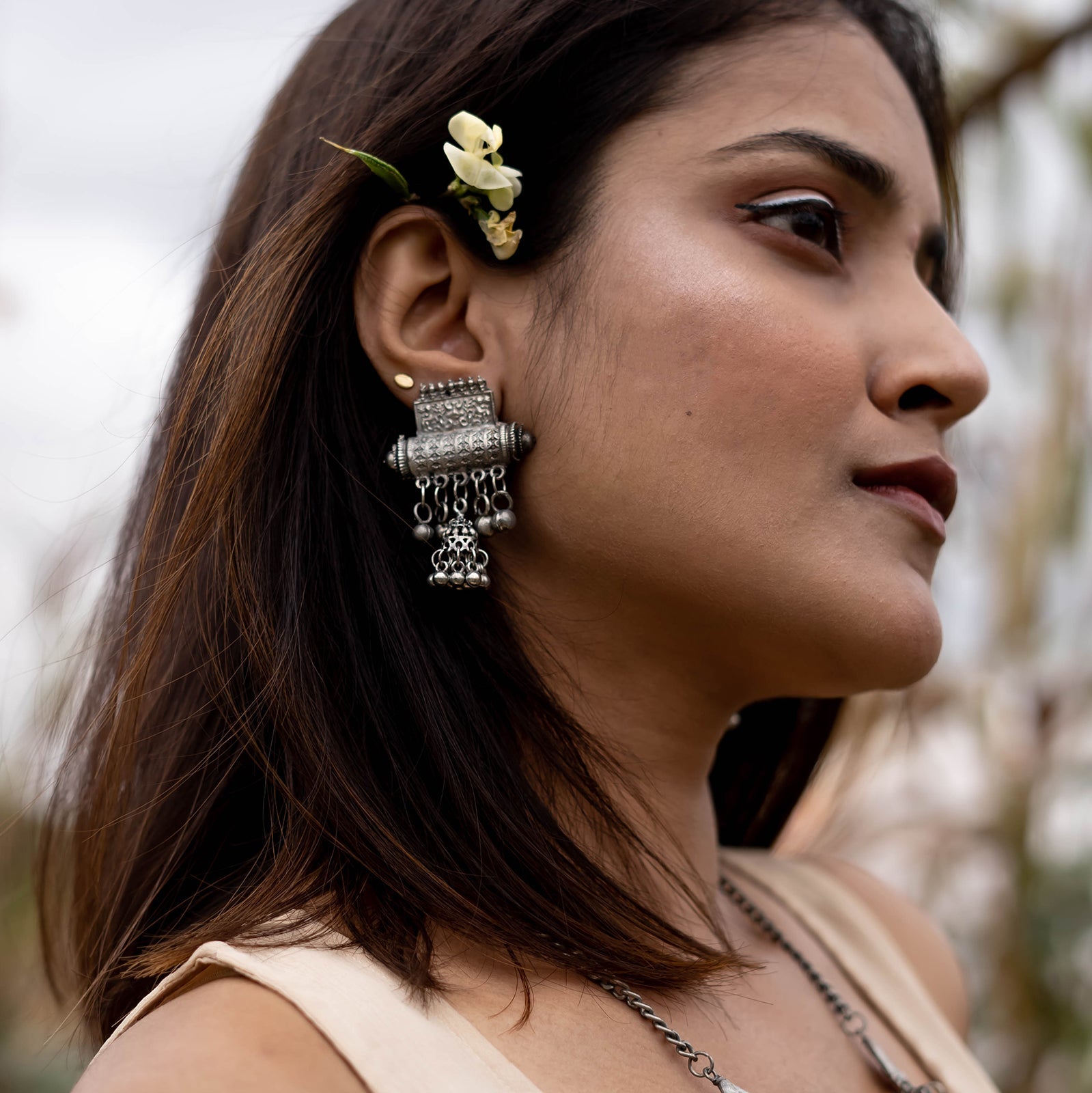 Teejh Rihana Silver Oxidised Necklace Set