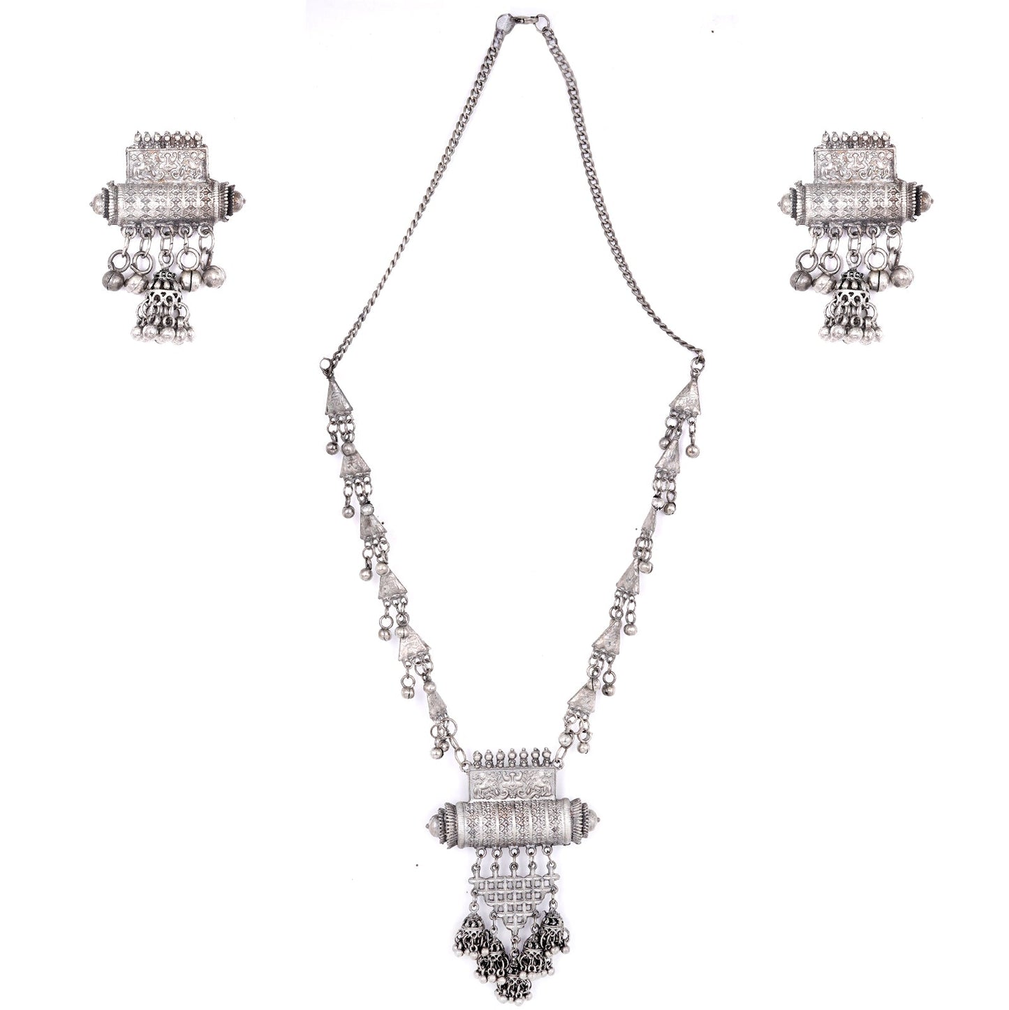 Teejh Rihana Silver Oxidised Necklace Set