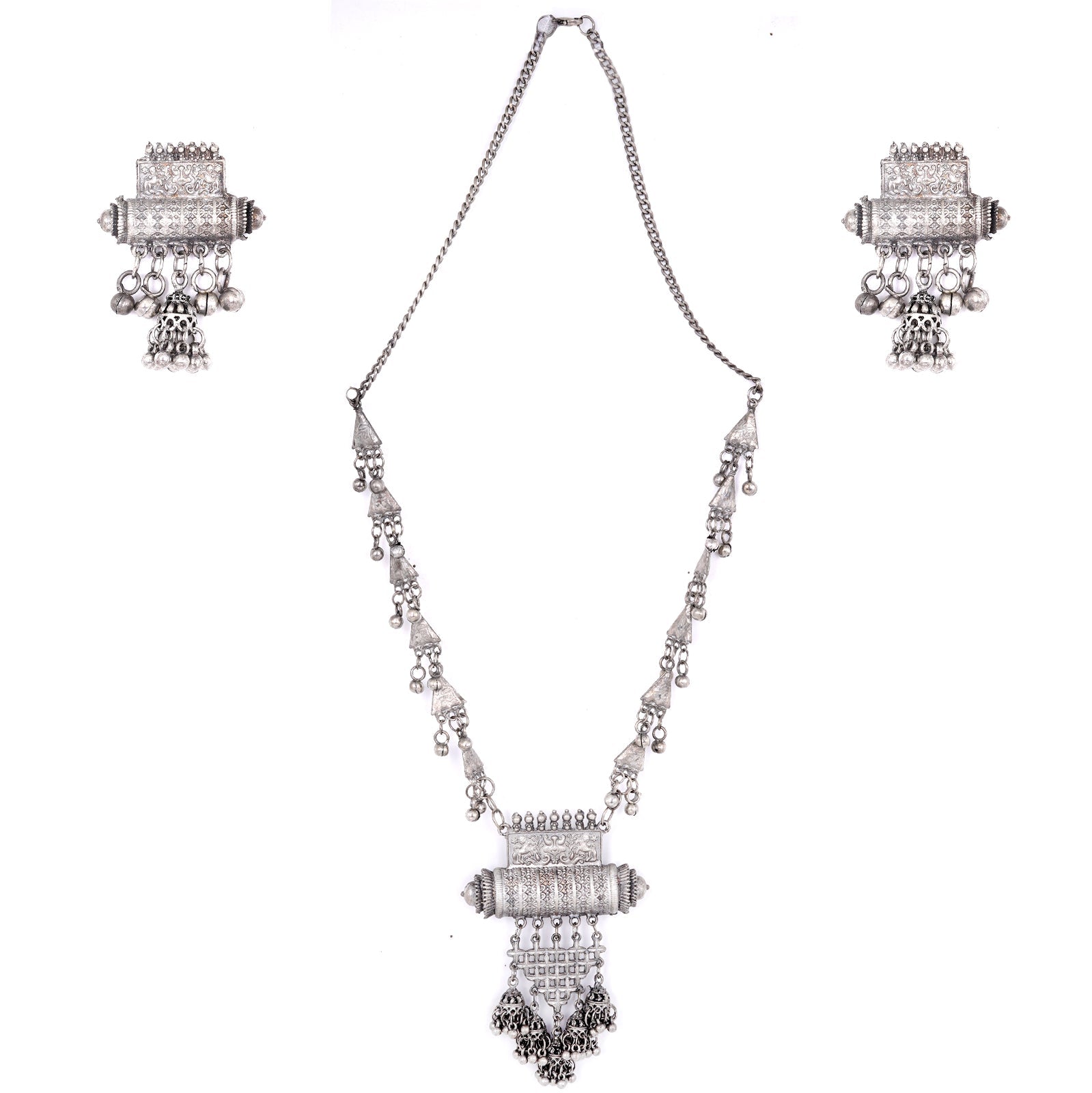 Teejh Rihana Silver Oxidised Necklace Set