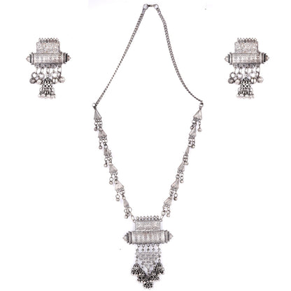 Teejh Rihana Silver Oxidised Necklace Set