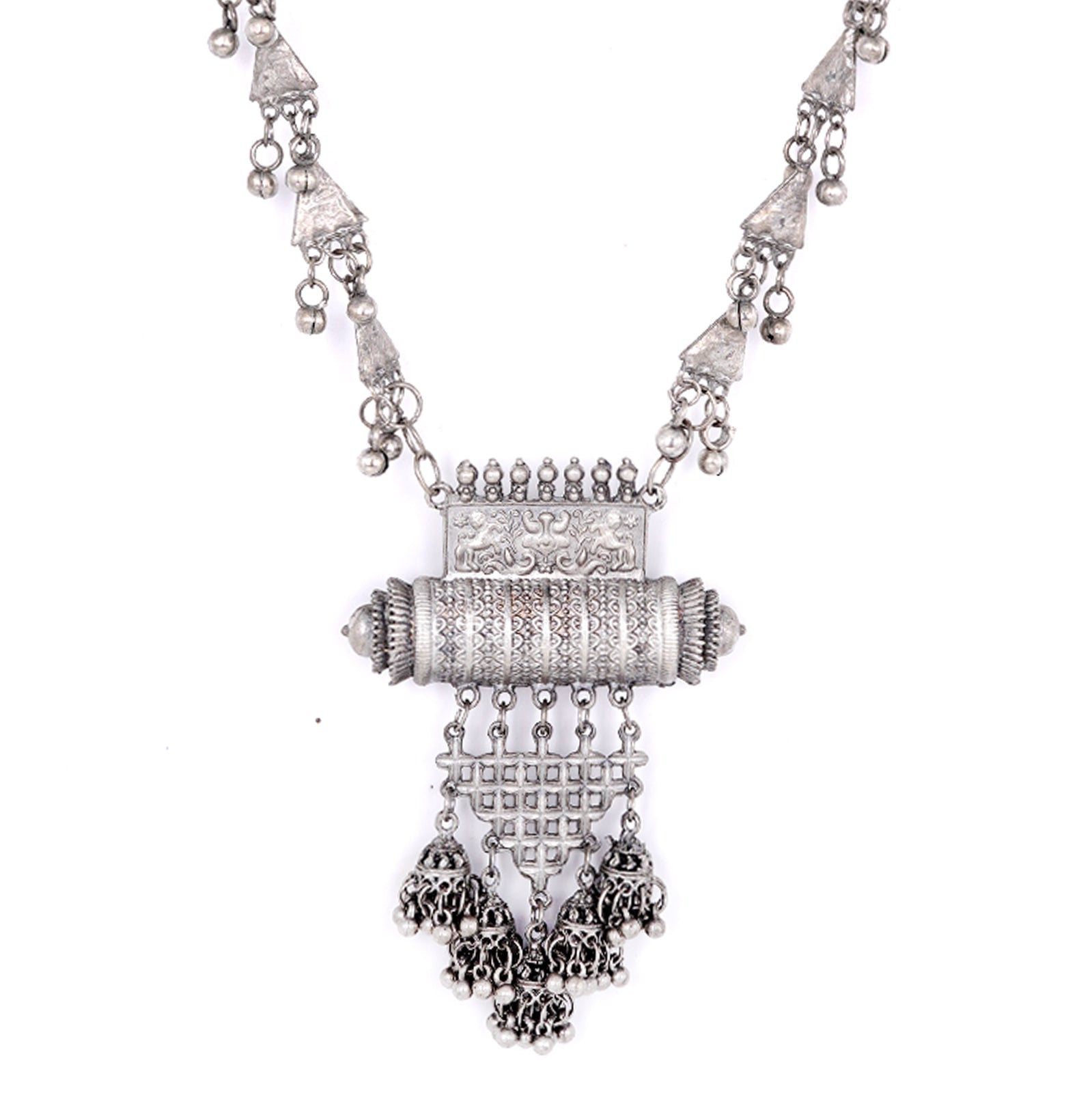 Teejh Rihana Silver Oxidised Necklace Set