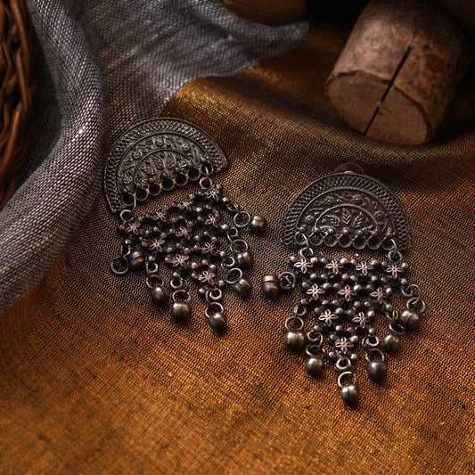 Teejh Arnika Antique Silver Polish Ghungroo Earrings